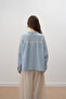 Lace Gathered Shirt Baby Blue - 5