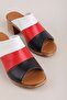 Women's Genuine Leather Heeled Daily Slippers Iz.16115 White Combination - 3