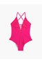 V-Neck Swimsuit Covered with Window Detail Cross Strap - 7