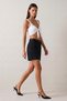 Shorts Women's Black Pocketed Belted Cotton Short Loose Comfortable Mom Fit Barrel Wide Leg Shorts - 2