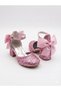 Girls' Pink Color Shiny and Glittery Comfortable Heel-Stylish Dressy Shoes