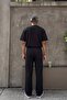Men's Baggy Fit Basic Sweatpants with Embroidery Detail Black - 4