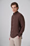 Men's Brown Dynamic Fit Button-Down Collar Shirt Modal - 2