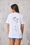 Flower Themed Design Printed White Women's Oversize T-Shirt