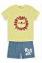 Lion with Open Mouth Embroidered Pajama Set for 2-5 Years - Yellow