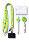 Pineapple Patterned Emoji Face Neck Lanyard Ballpoint Pen Yoyo Card Holder Full Set