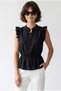 4921 Women's Flounce Collar Jacquard Peplum Blouse Black - 3