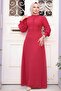 Button Detailed Red Hijab Dress 2703K - 2