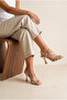 Women's Thin Heel Gold Buckle Detailed Elegant Shoes - 3