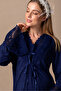 Effortt Navy Maternity and Postpartum Nightgown Set with Robe - 3
