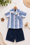 Boy's Colorful Summer Short Sleeve Shirt with Satin Shorts 2-Piece Set Holiday Set/Full Fit