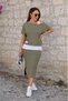 Women's Strappy Round Neck Viscose Blouse and One-Shoulder Viscose Two-Strand Blouse and Skirt Three-Piece Jewelry Set - 3