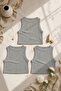 Gray-Women's 3-Piece Slim Fit Crop Blouse