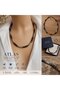 Atlas Wooden Beaded Blue Glass Detailed Unisex Necklace 50+5 cm Boxed Gift - 2