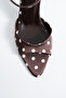 Sofia Women's Polka Dot Ankle Strap Thin High Heel Shoes - 3