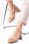 Monique Skin Color Round Toe Women's Mary Jane Heeled Shoes - 5