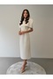 Bolero Detailed High Neck Premium White Midi Dress - 2