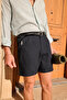 Pelio Navy Blue Cotton Linen Men's Shorts - 3