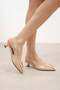 Milena Nude Colored Patent Leather Mini Heeled Women's Shoes with Metal Buckle Accessories - 2
