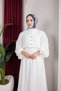 Women's Strawberry Fabric Dress with Ruffled Front and Buttoned Skirt and Stand Collar - 2