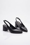 Ada Women's Black Plain Open Back 5 cm Daily Heeled Shoes