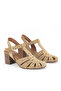 , Women's Genuine Leather Heels Sandals 1611050Z8425 Beige - 4