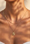 Women's Plate Heart and Mirrored Italian Chain Gold Necklace