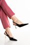 Women's Black Wrinkled Open-Back Pointed Mirror Stone Heel Thin Heeled Quality Shoes - Comfortable Heels - 4