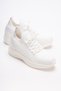Women's White Stretch Knitwear Lace-Up Walking Orthopedic Sports Shoes - Comfortable Casual Shoes - 4