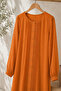 Hana- Elegant Chiffon fully lined pleated button down dress- ORANGE - 4