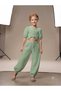 Girl's Drawstring Detailed Blouse Elastic Waist Harem Pants 2-Piece Set - 2