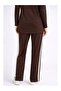 Women's Stripe Detailed Long Sleeve Premium Modal Top and Bottom Tracksuit Set - Bitter Brown - 5