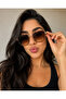 Ecş Unisex Ultra Light Uv400 Leopard Gold Framed Smoked Yellow Glass Sunglasses - 2