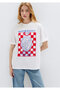 Sardine Printed White T-Shirt Loose Fit / Comfortable Loose Cut 1614152-620 - 3