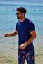 Navy Blue Men's Swimming T-Shirt T2344
