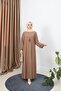 Pleated Sandy Dress with Necklace - 3