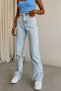Liama Women's Blue Snow Wash Loose Super High Waist Lycra Wide Leg Denim Jeans - 2