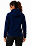 Women's Navy Blue Hooded Zippered Fleece Sweatshirt - 3