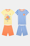 Boy's Orange Cotton 2-Piece Pajama Set