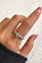 Royal Promise Half Round Stone Single Stone Design Adjustable Women's Steel Ring Silver Non-Tarnish - 5