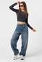 Buckle Detailed Loose Fit Wide Leg Comfortable Baggy Jean Jeans Loose Women's Pants @Milano - 2