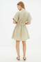 Belted Linen Look Mini Dress - 7