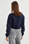 3 Thread Heart Embroidered Crop Sweatshirt - 8