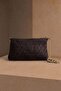 Wicker Portfolio Clutch Bag with Chain Strap