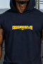 Men's Aggresive Printed Navy Blue Oversize Crew Neck Cotton Hooded Sleeveless Sportsman Undershirt/Tshirt - 2
