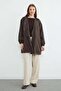 Stone Detailed Hooded Zipper Trench Coat - 2