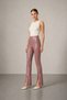 Dusty Rose High Waist Leather Trousers Leggings with Slits on the Front and Thick Stitching - 3
