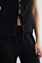 Front-Tie Textured Vest Set 2-Piece Set - 5