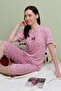 Floral Patterned Short Sleeve Plus Size Capri Pajama Set