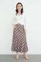 Plaid Patterned Maxi Length Satin Skirt - 3